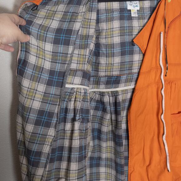 Rebe Hooded Utility Jacket Women's Orange Plaid Size Large Outdoor Gorpcore - Picture 10 of 13